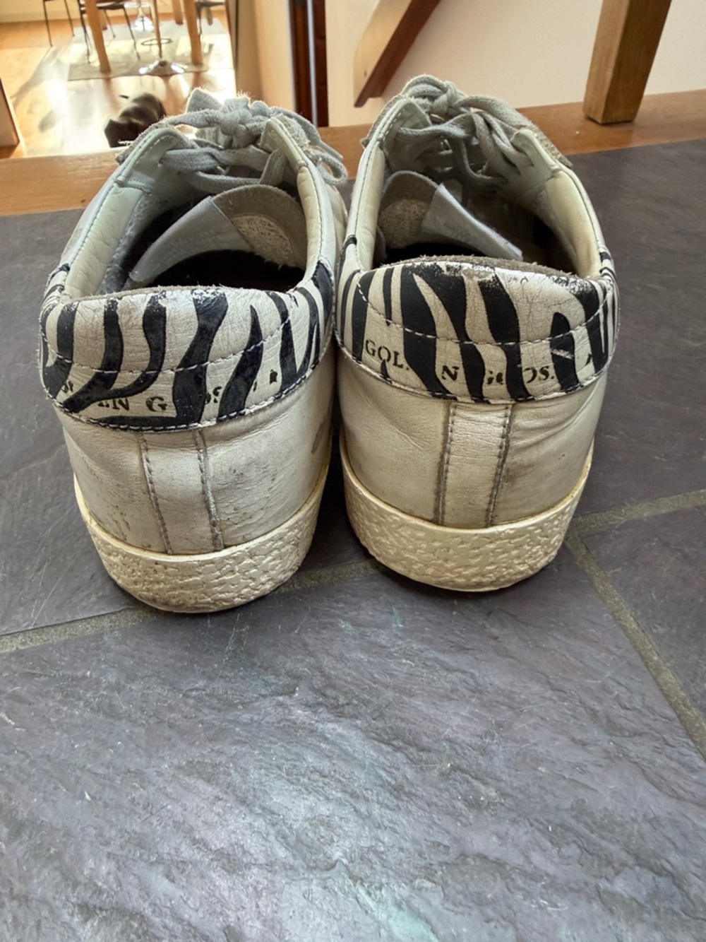 Golden Goose White and Leopard Accent Super-Star Sneaker - Picture 7 of 10